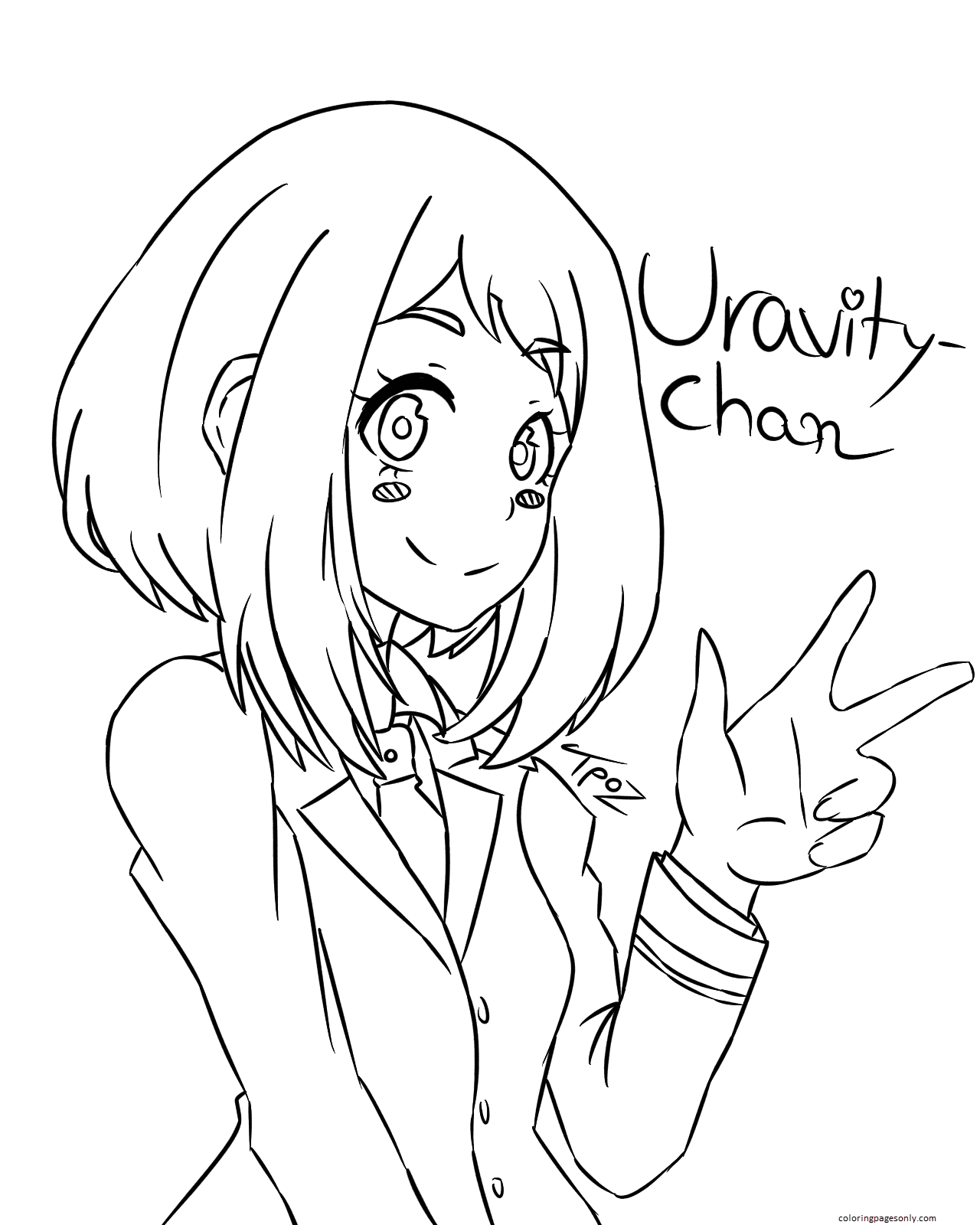 Dibujo de Uraraka para colorear