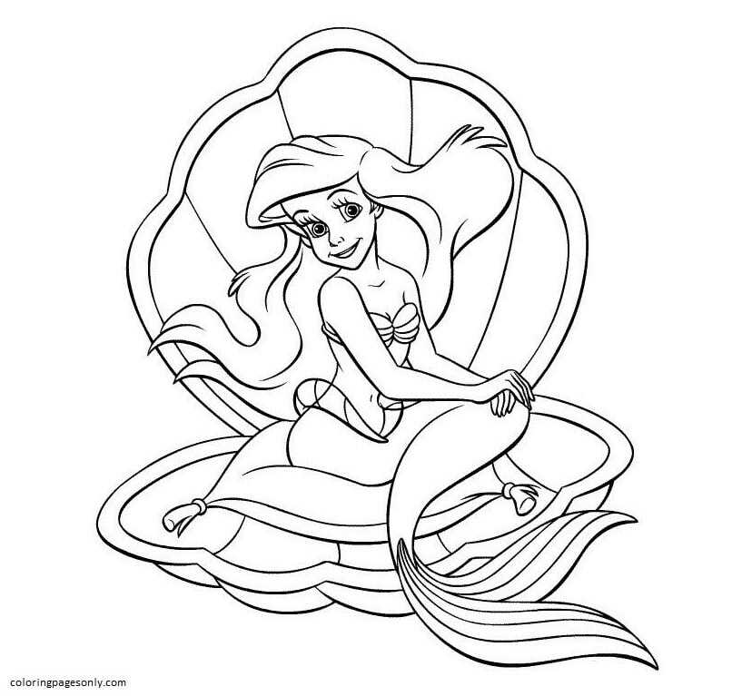 Ariel sentada no trono de molusco from Clam