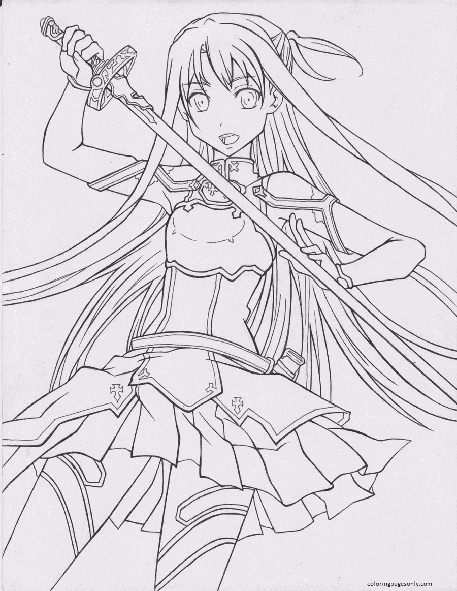 Asuna Beautiful Coloring Pages