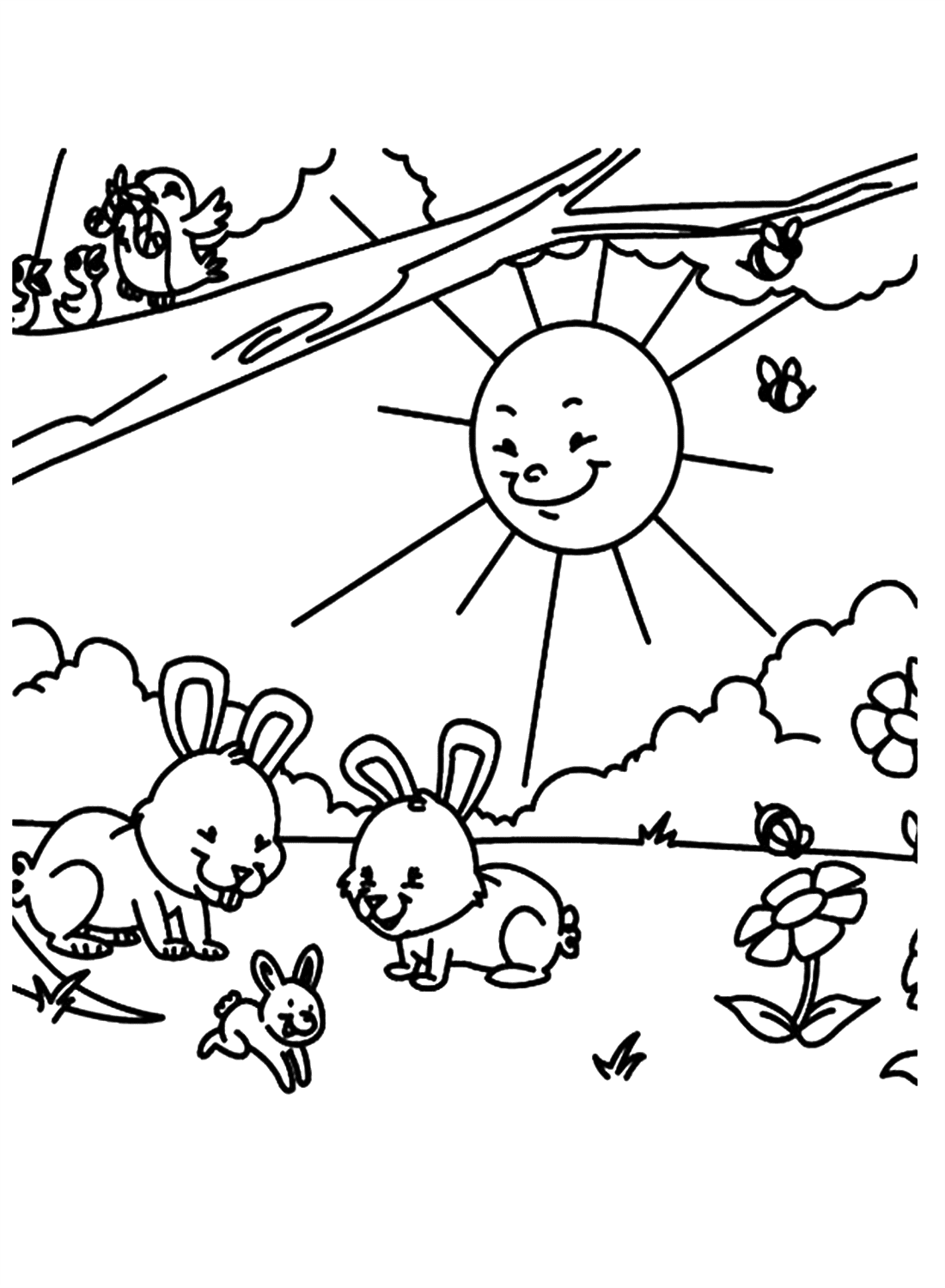 Bellissimi conigli che giocano in primavera a cura di Bunny