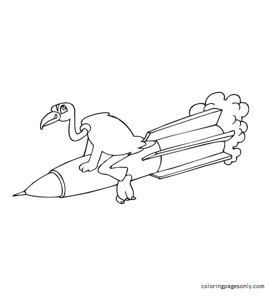 Vogel sitzt auf einer Rakete von Rocket