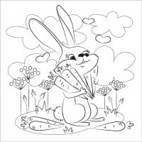 Bunny found a lot of carrots in the forest Coloring Pages