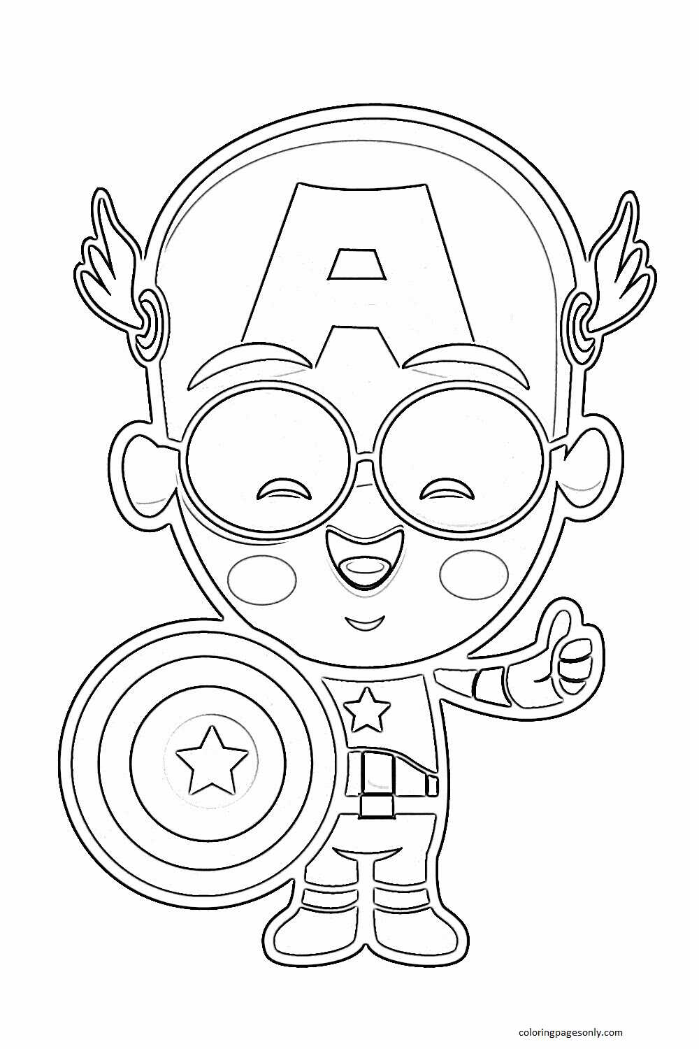 Cartoon Avengers Captain America Coloring Page