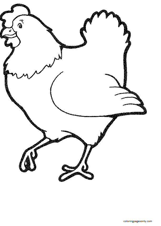 Cartoon Chicken Coloring Page