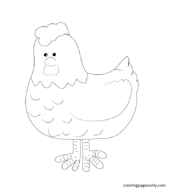 Cartoon Hen Coloring Pages