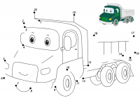 Conect the dots cartoon lorry Coloring Pages
