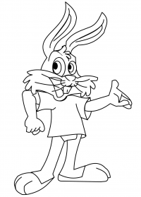 Funny cartoon rabbit wears a shirt Coloring Page