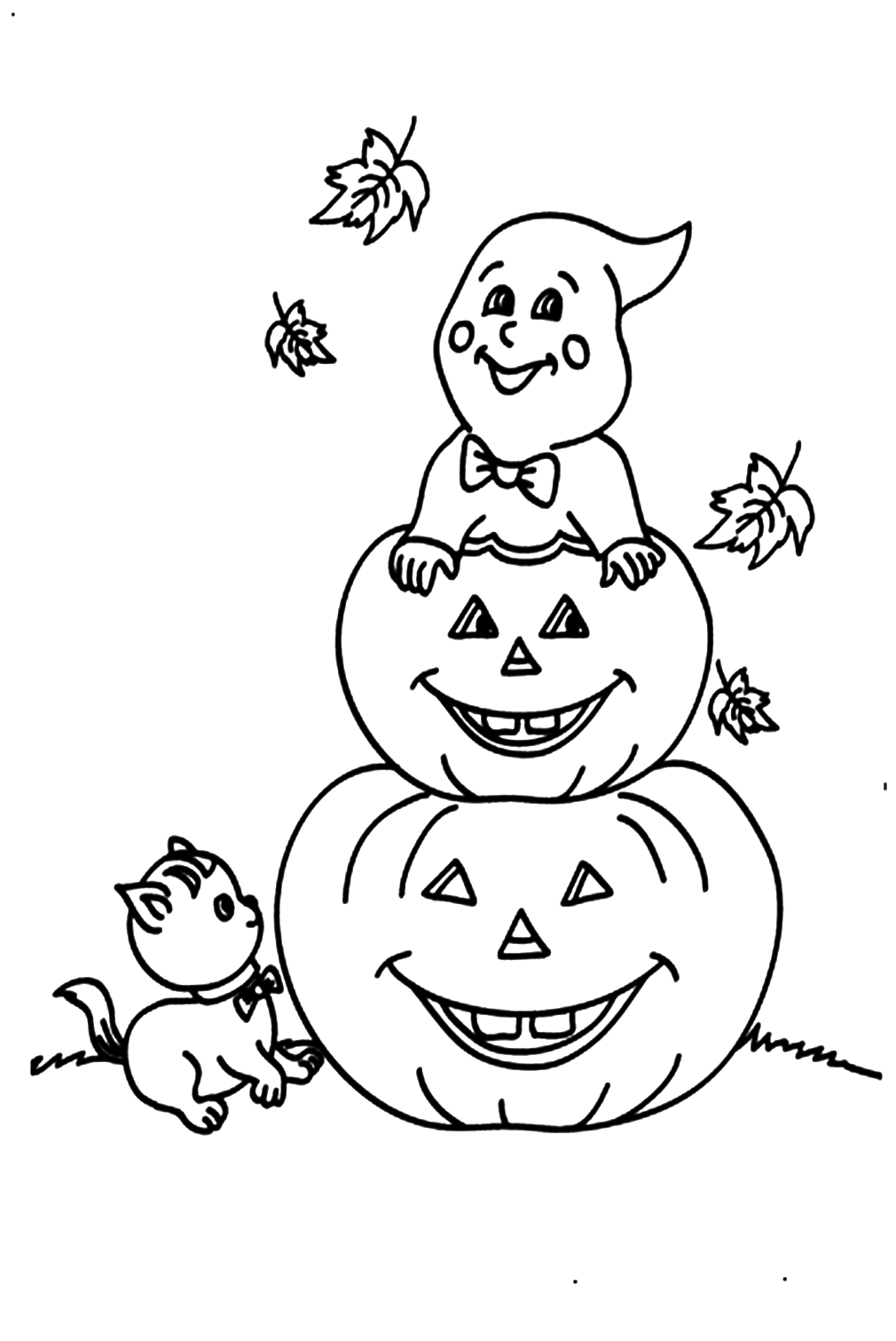 Carved Halloween Pumpkins And Spook Coloring Pages