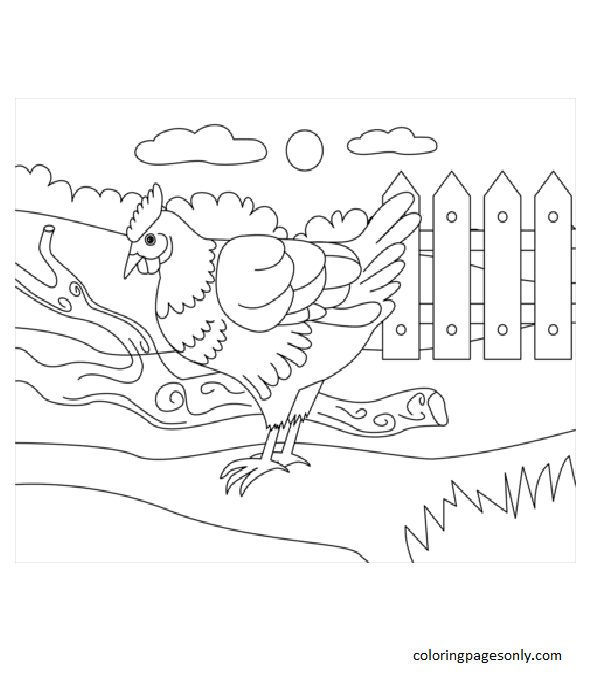 Chicken 4 Coloring Page