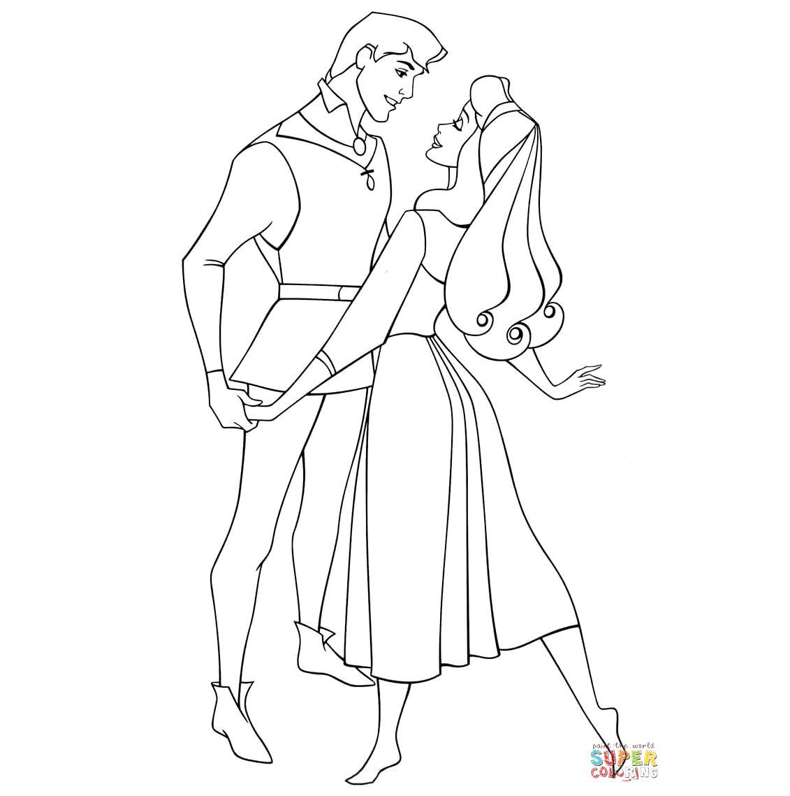 Cinderella With The Prince from Cinderella Coloring Pages