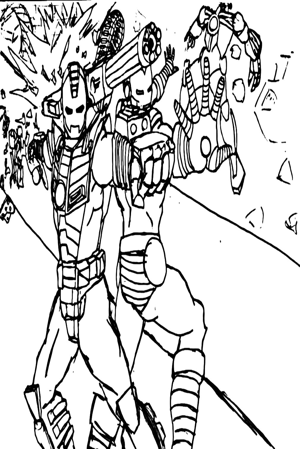 Iron Man Attacks The Enemy By Shooting Repulsor Rays Coloring Pages