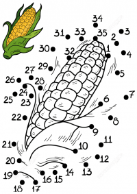 Corn Connect the dots easy game for kids Coloring Pages