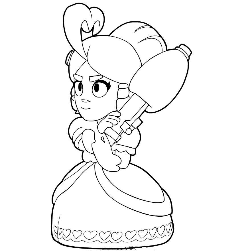 Cupid Piper fires a long-ranged bullet from her umbrella in Brawl Stars Coloring Page