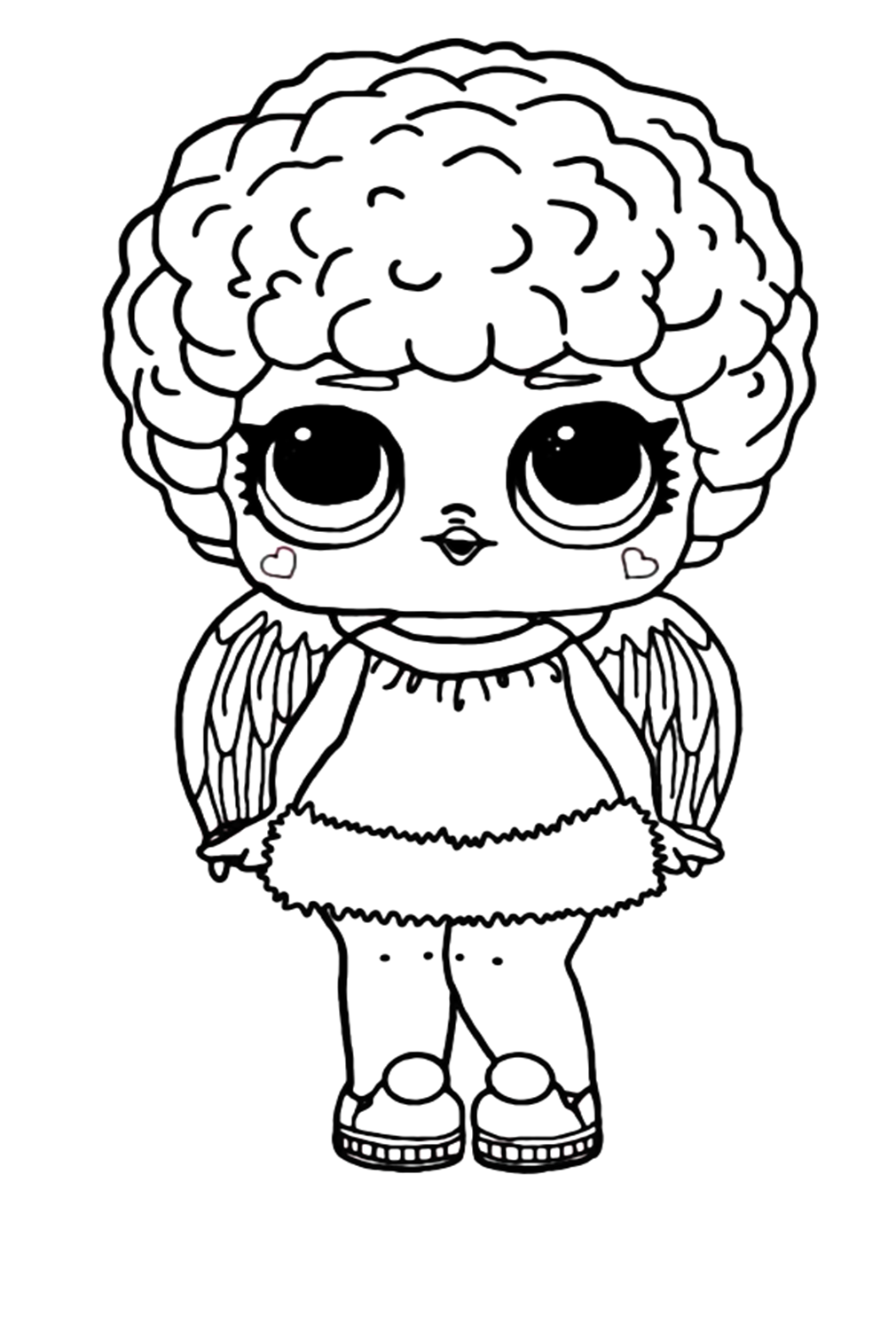 Lol Suprise Doll Curly Hair With Wings Coloring Pages