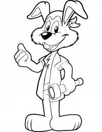 Cute cartoon bunny holds flashlight Coloring Page