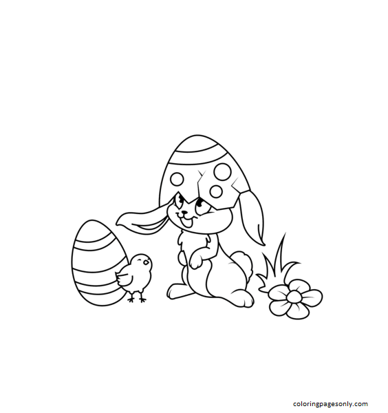 Simpatico pulcino di Pasqua e coniglietto di Bunny