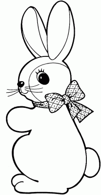 Kawaii Bunny wears a bow tie Coloring Page