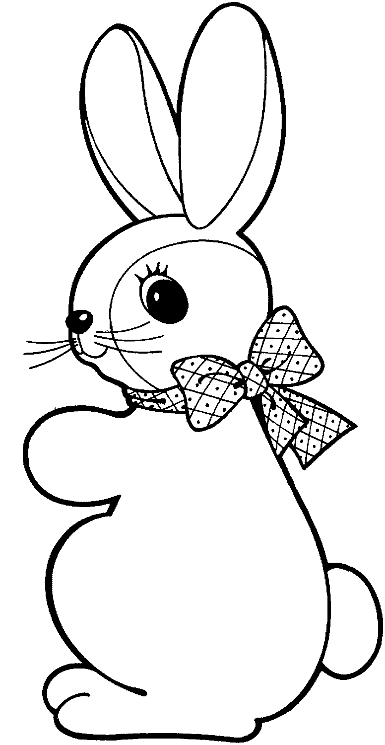 Kawaii Bunny Wears A Bow Tie Coloring Pages