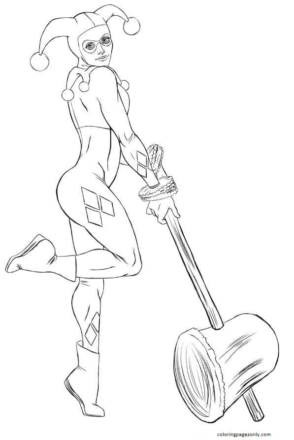 Cute Simple Harley Quinn Coloring Page