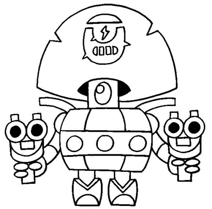 Darryl from Brawl Stars holds a shortgun on each side of hand Coloring Page