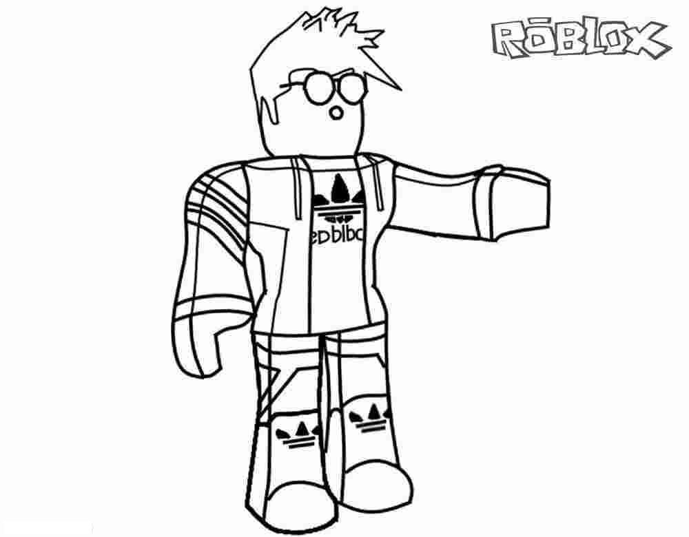 Roblox character in Adidas sport costume Coloring Page