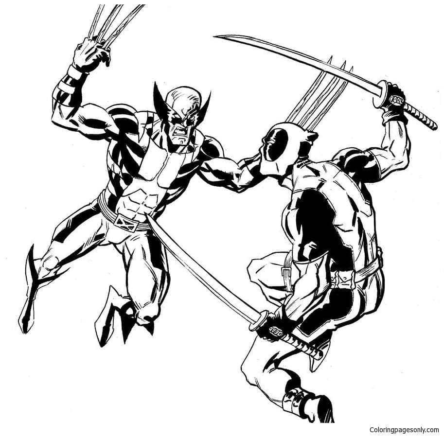 Desenho para colorir de Deadpool e Wolverine 1