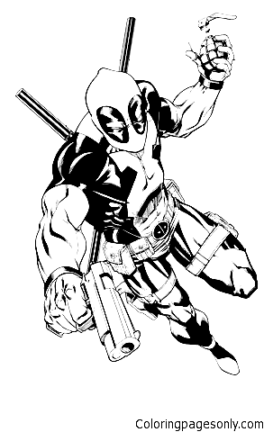 Página para colorir do personagem Deadpool