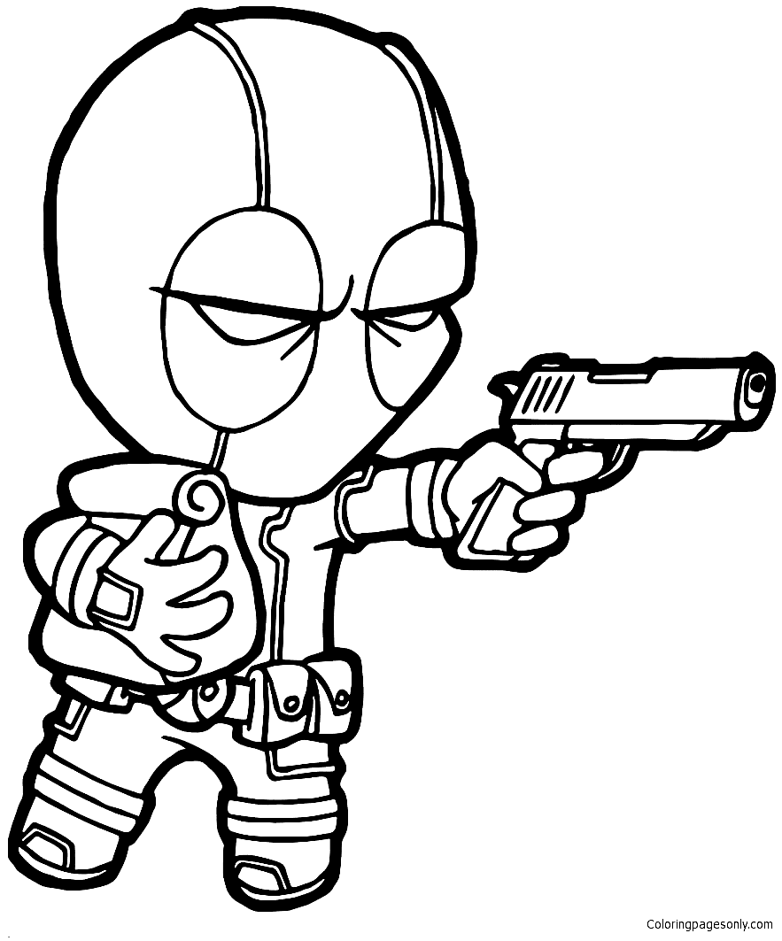 Deadpool Chibi Coloring Page