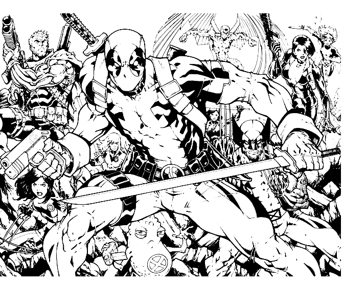 Deadpool With Friends Coloring Pages