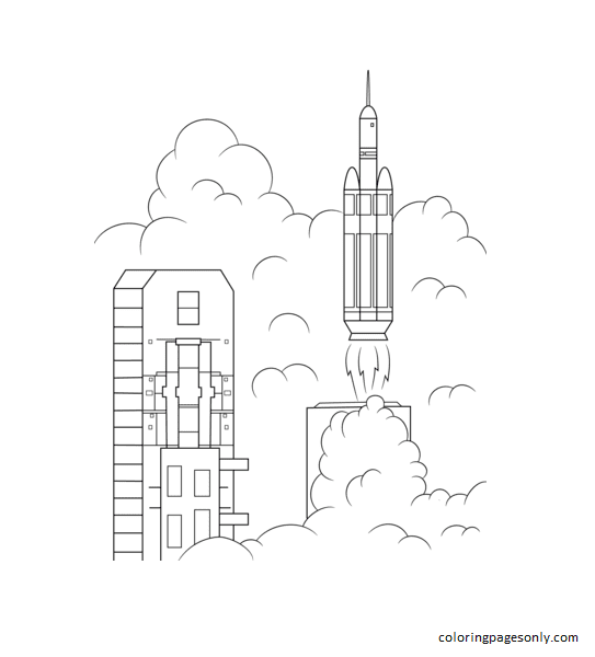 Delta 4 Heavy Rocket Launches Orion into Space Coloring Page