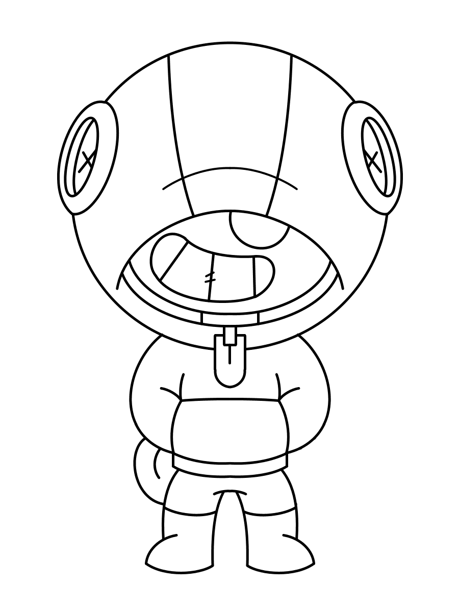 Naughty Leon from Brawl Stars wears hoodie Coloring Page
