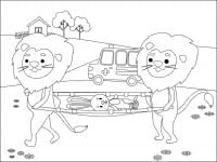 Doctor animal doctor lion and patients bunny Coloring Page