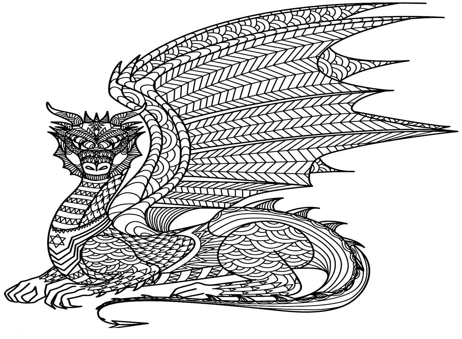 Dragon Zentangle Coloring Pages