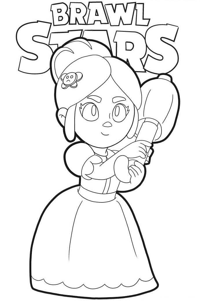 Piper Has A Bear-shape Hairclip From Brawl Stars Coloring Pages