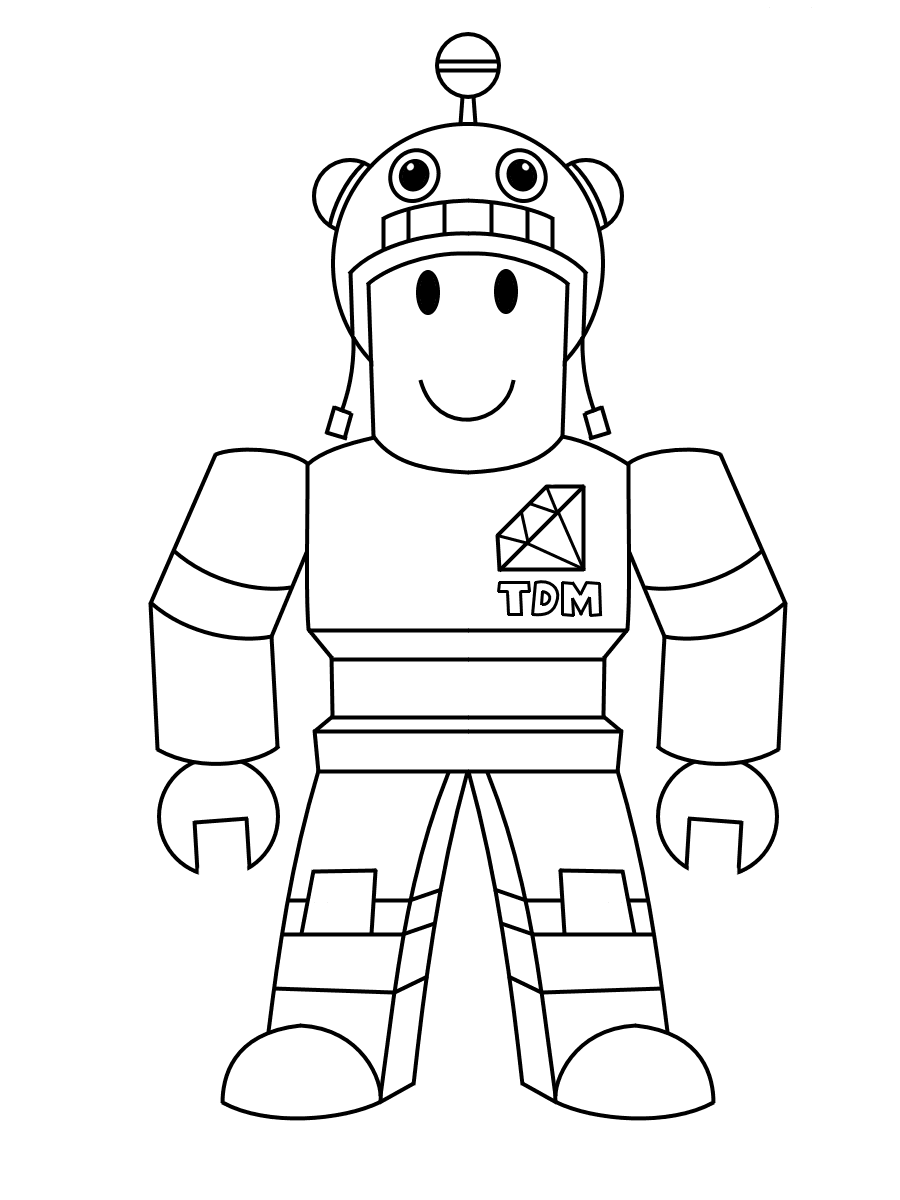 Noob has got Robot Beanie cap from Roblox Coloring Pages