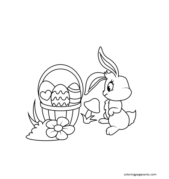 Easter Basket and Bunny Coloring Pages