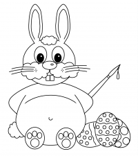 Silly bunny with Easter egg Coloring Page