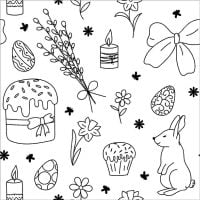 Bunny on Easter pattern holiday Coloring Page