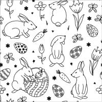 Holiday pattern of Easter bunnies and eggs Coloring Page