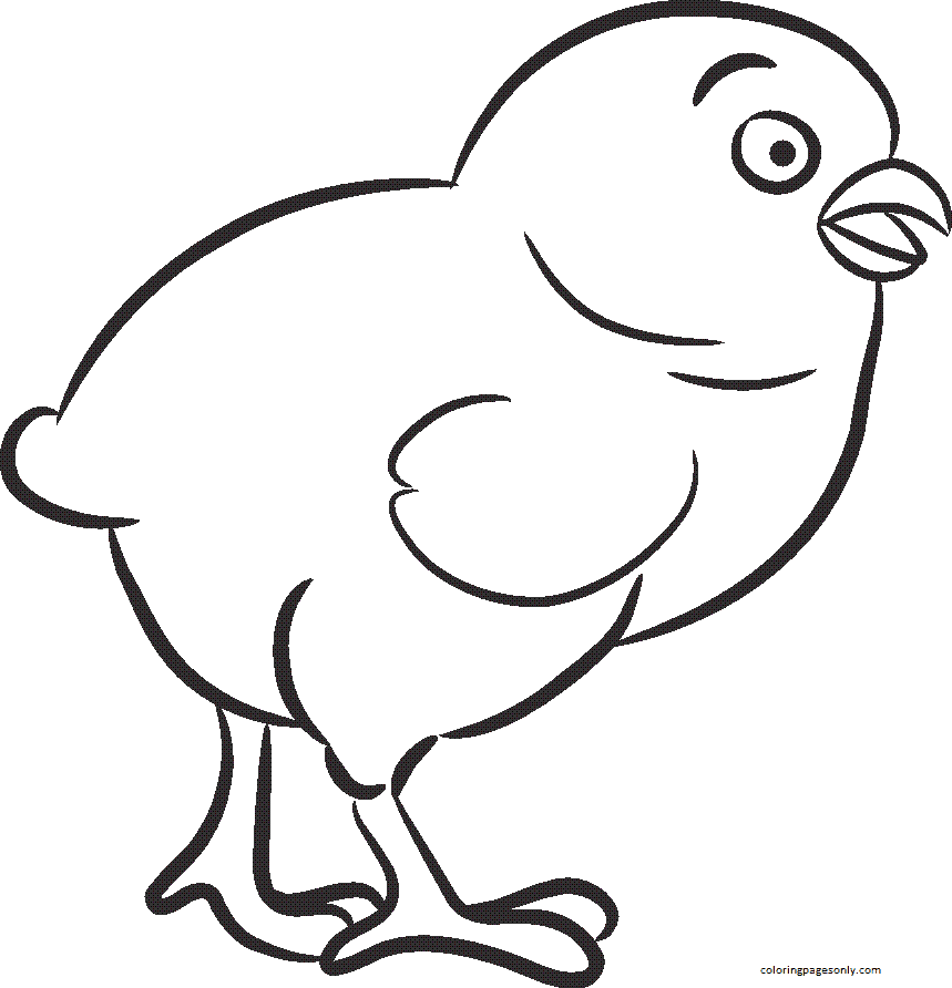 Easy Little Chicken Coloring Page