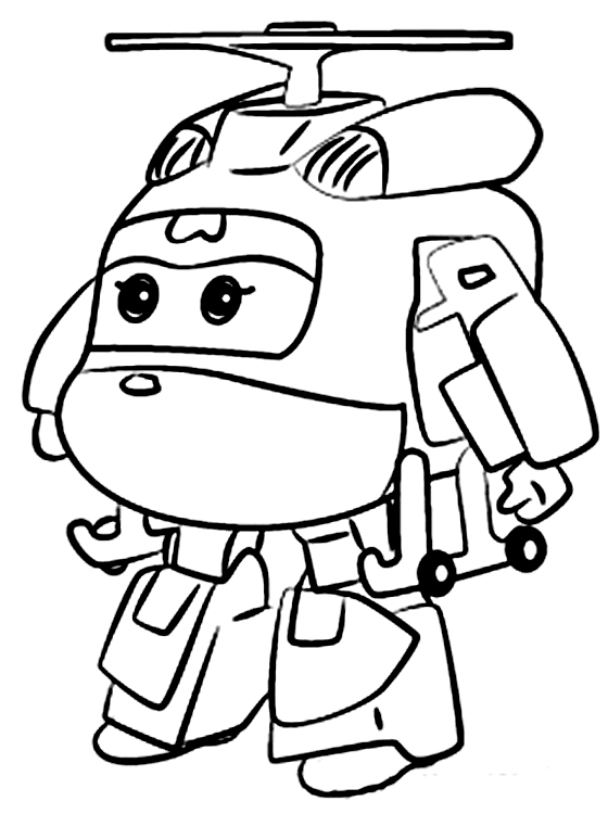 Sad Dizzy from Super Wings standing alone Coloring Page