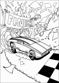 Hot Wheels car on first postion in the racing competition Coloring Page