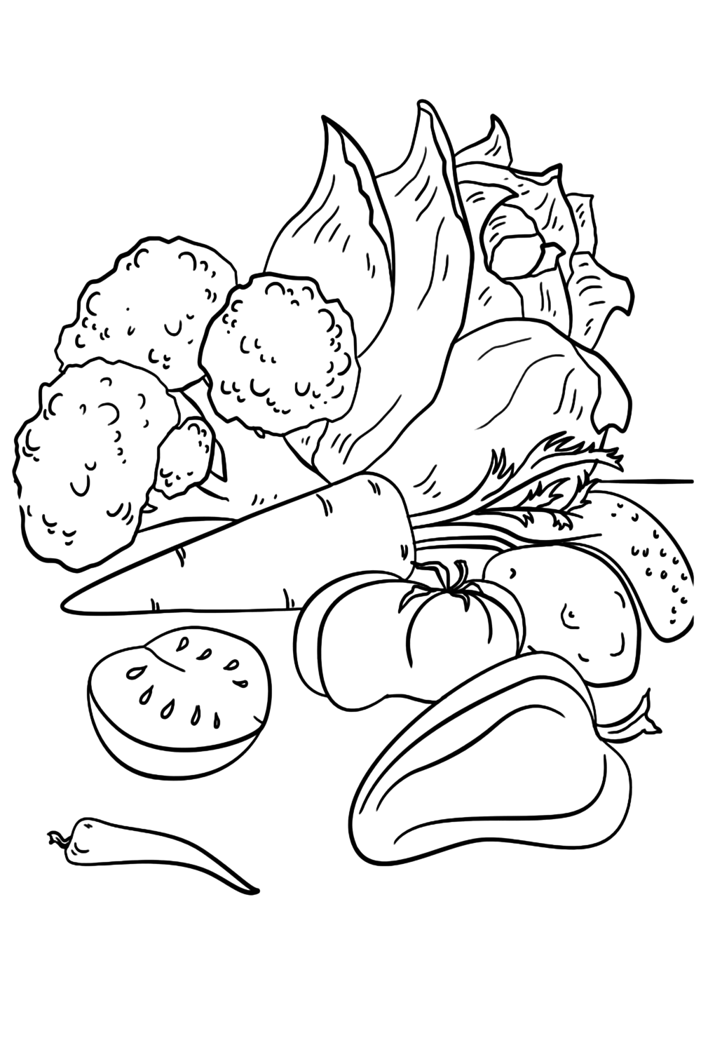 Fall Vegetables Coloring Page