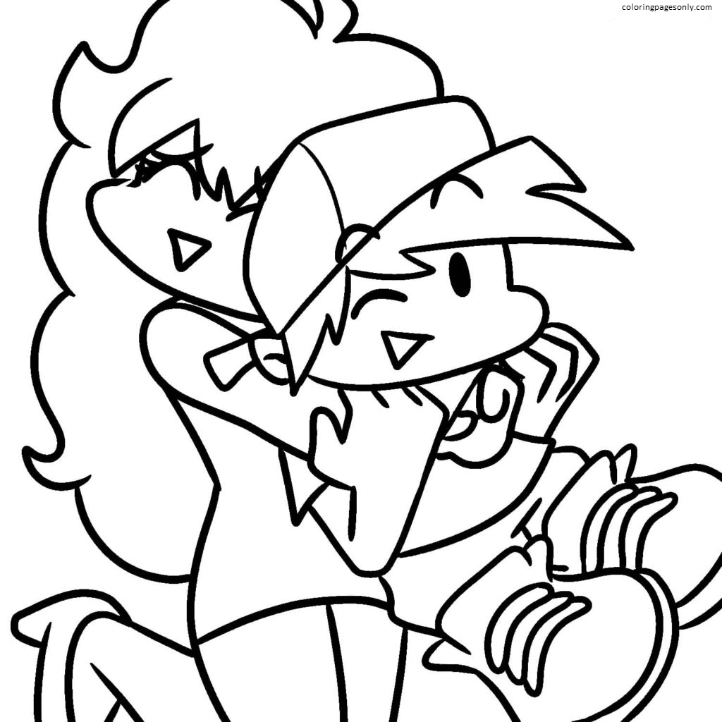 Friday Night Funkin Boyfriend and Girlfriend Coloring Page
