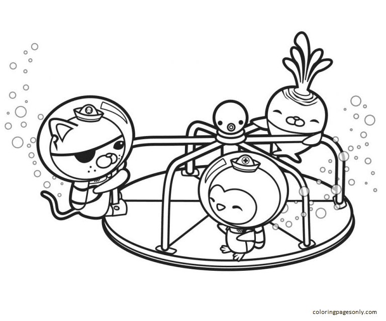 Friends are Found on a Merry Go Round Coloring Page