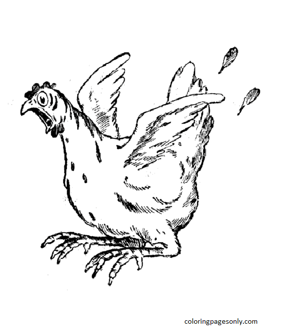 Frightened Hen Coloring Page