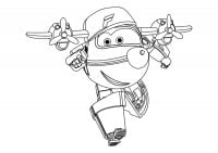 Funny transforming robot Flip running from Super Wings Coloring Page