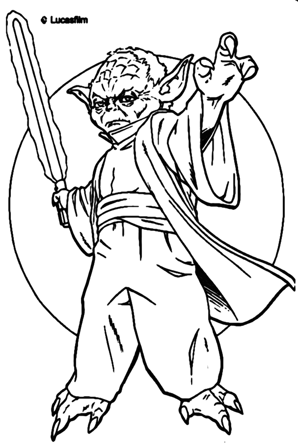 Granpa Yoda Gets Sword Coloring Pages