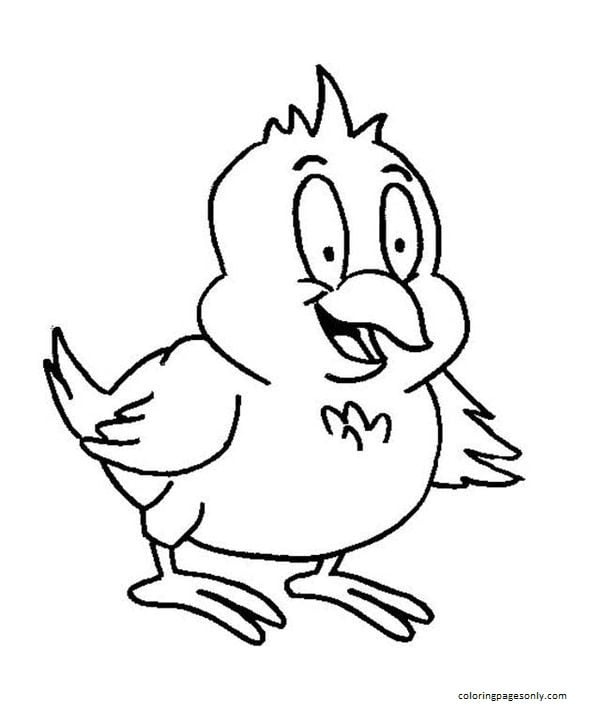 Happy Baby Chicken Coloring Page