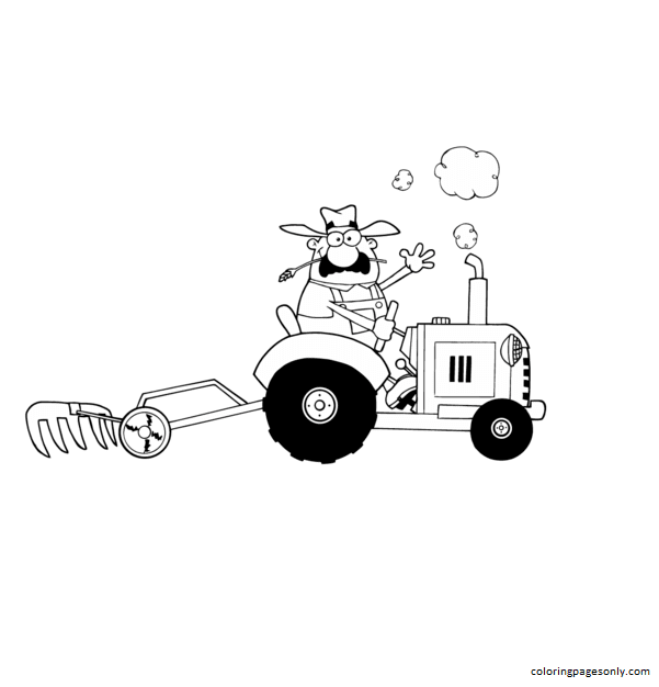 Happy Farmer Driving Tractor von Tractor